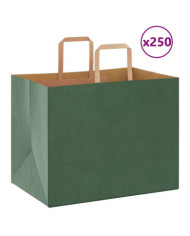 Sacs en papier 250 pcs avec poignées vert 32x22x24 cm | Mobilier & Déco