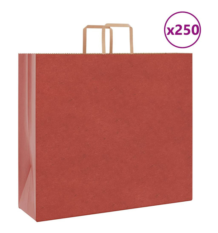 Sacs en papier 250 pcs avec poignées rouge 54x15x49 cm | Mobilier & Déco