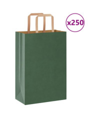 Sacs en papier 250 pcs avec poignées vert 21x11x31 cm | Mobilier & Déco