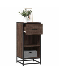 Buffet chêne marron 35,5x35x76 cm bois d'ingénierie et métal | Mobilier & Déco