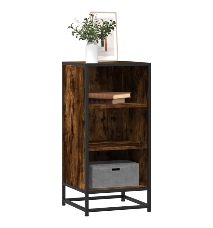 Buffet chêne fumé 35,5x35x76 cm bois d'ingénierie et métal | Mobilier & Déco