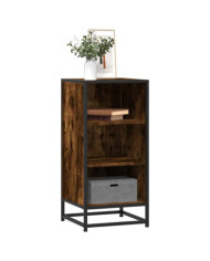 Buffet chêne fumé 35,5x35x76 cm bois d'ingénierie et métal | Mobilier & Déco