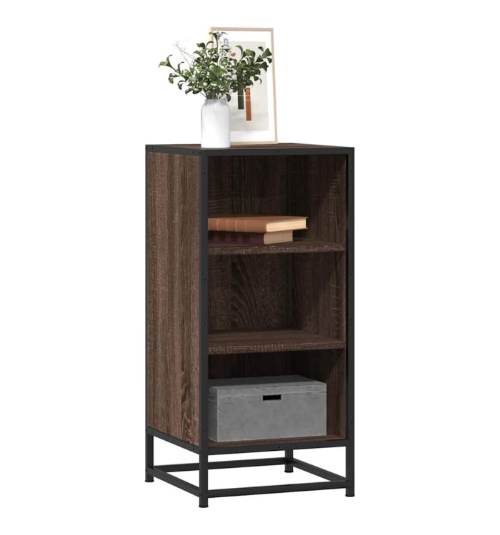 Buffet chêne marron 35,5x35x76 cm bois d'ingénierie et métal | Mobilier & Déco