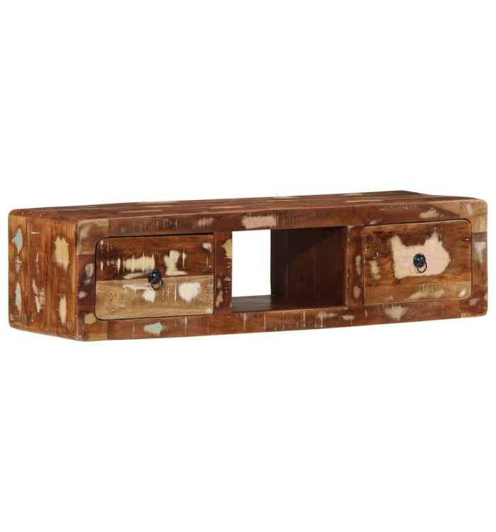 Meuble TV mural 100x32x25 cm bois massif de récupération | Mobilier & Déco