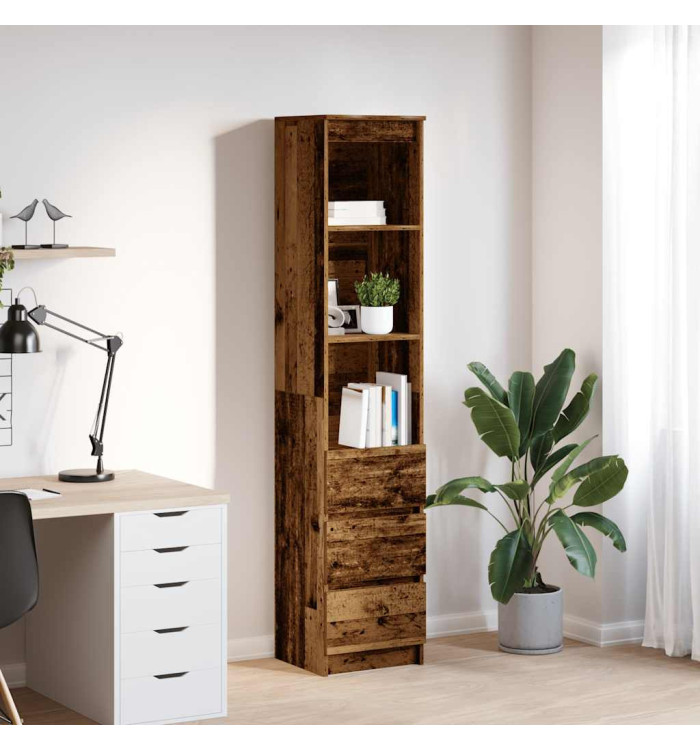 Buffet haut 37,5x35x180 cm vieux bois bois d'ingénierie | Mobilier & Déco