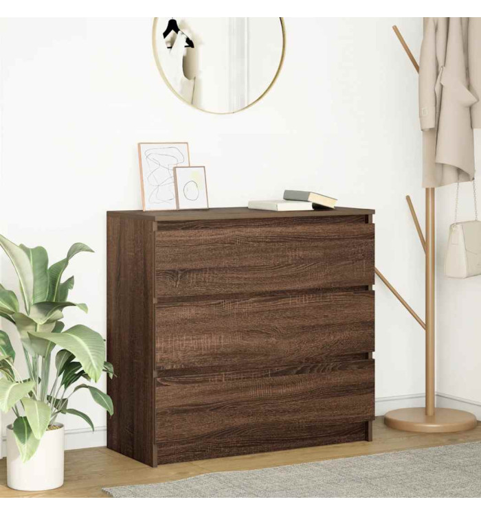 Buffet chêne marron 80x35x76 cm bois d'ingénierie | Mobilier & Déco