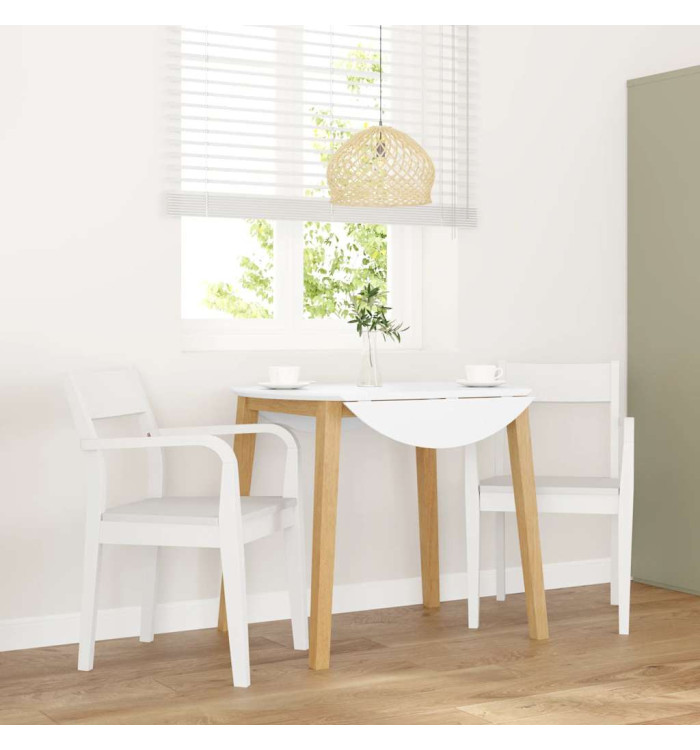 Chaises à manger 2 pcs blanc bois massif caoutchouc | Mobilier & Déco