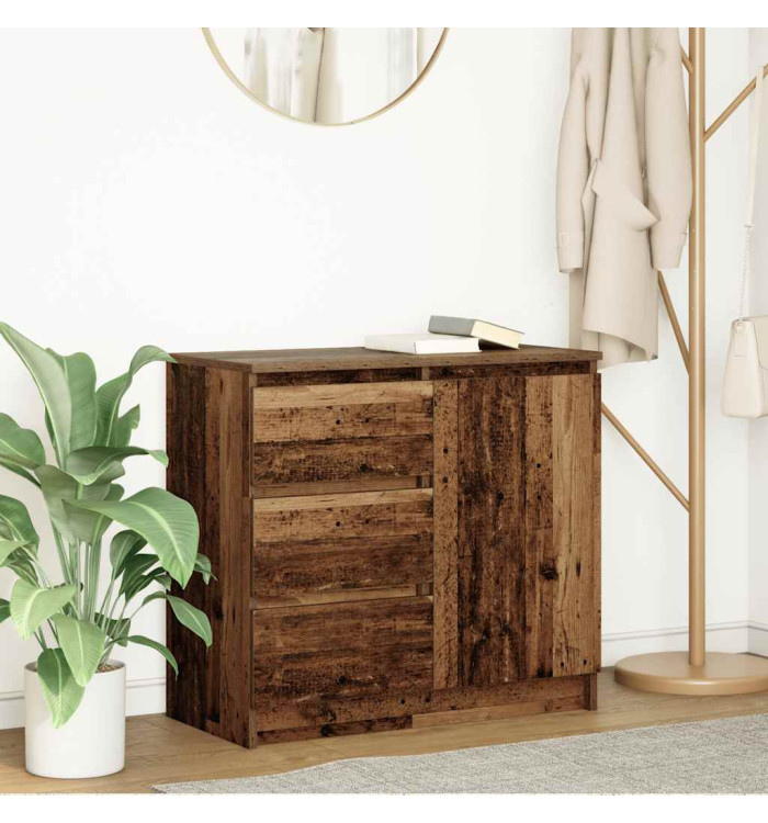 Buffet avec tiroir vieux bois 71x35x65 cm bois d'ingénierie | Mobilier & Déco