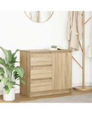 Buffet avec tiroir chêne sonoma 71x35x65 cm bois d'ingénierie | Mobilier & Déco