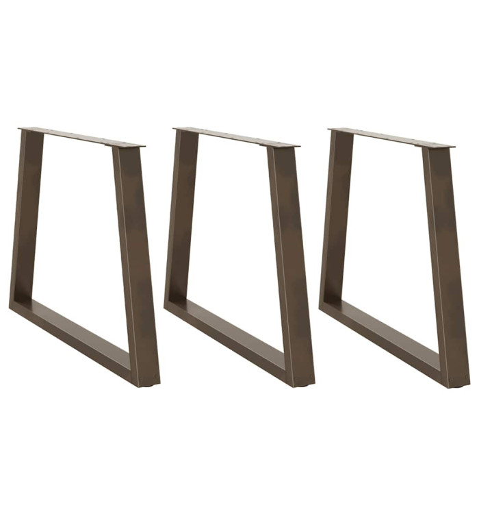 Pieds de table à manger en forme de V, 3 pièces, acier naturel, 90 x (72-73,3) cm | Mobilier & Déco