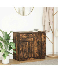 Buffet avec tiroir chêne fumé 71x35x65 cm bois d'ingénierie | Mobilier & Déco
