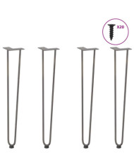 Pieds en épingle à cheveux pour consoles, lot de 4, acier naturel, 72 cm, acier massif | Mobilier & Déco