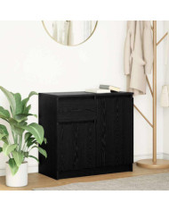 Buffet avec tiroir chêne noir 71x35x65 cm bois d'ingénierie | Mobilier & Déco