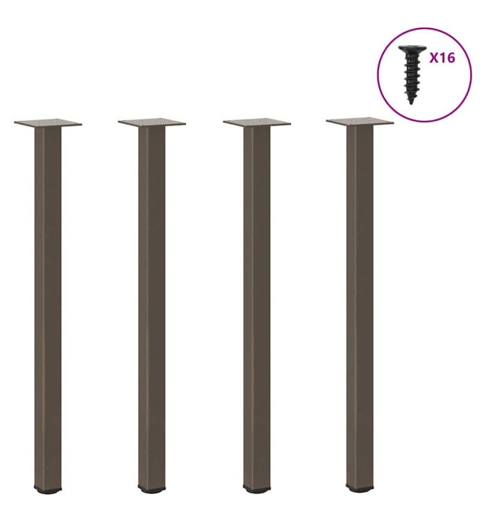 Pieds de table console 4 pièces Acier naturel 72-74 cm Acier | Mobilier & Déco