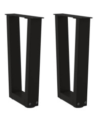 Pieds de table basse en V 2 pièces Noir 38 x (42-43,3) cm Acier | Mobilier & Déco