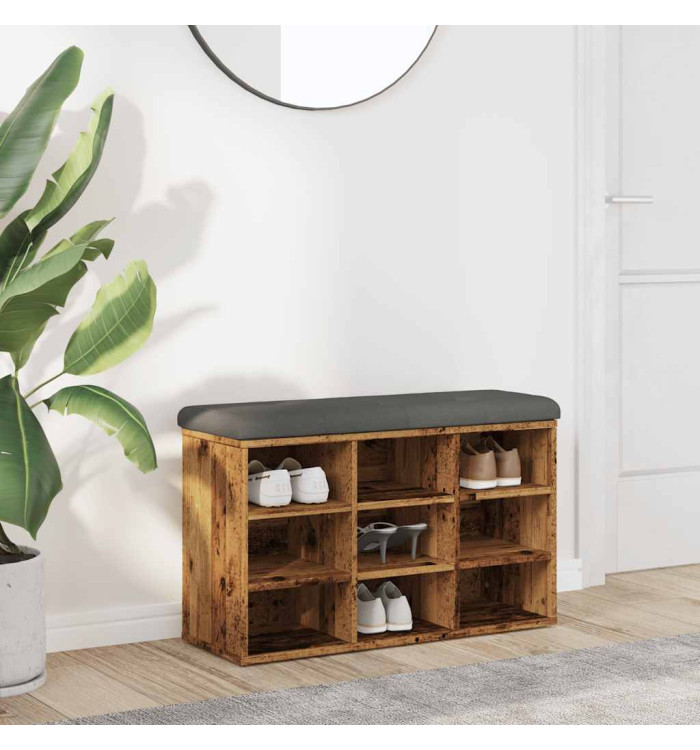 Banc à chaussures vieux bois 82x32x50 cm bois d'ingénierie | Mobilier & Déco