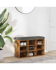 Banc à chaussures vieux bois 82x32x50 cm bois d'ingénierie | Mobilier & Déco
