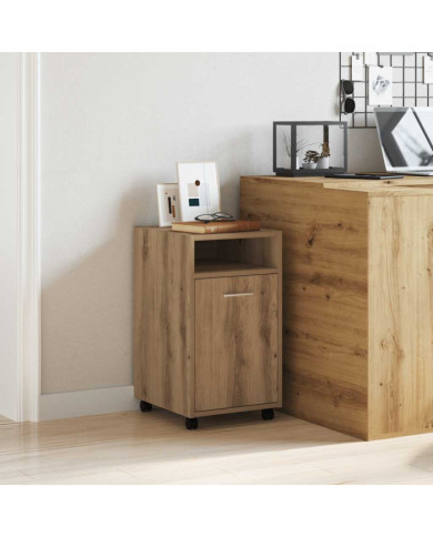 Armoire avec roues chêne artisanal 33x38x60cm bois d'ingénierie | Mobilier & Déco