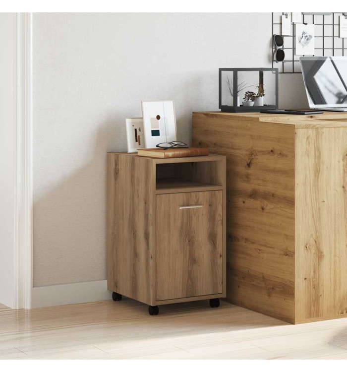 Armoire avec roues chêne artisanal 33x38x60cm bois d'ingénierie | Mobilier & Déco