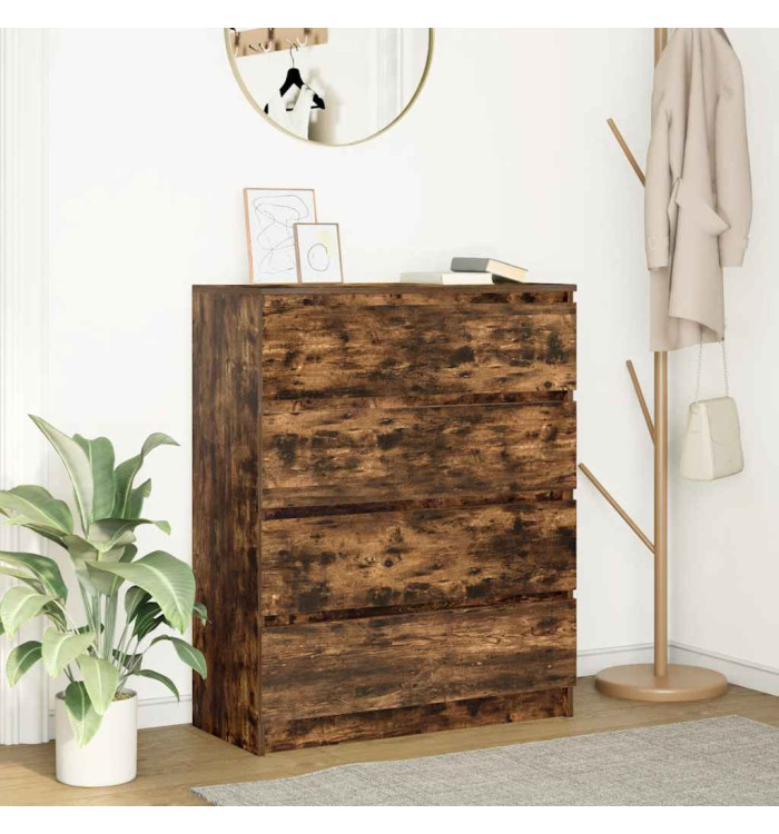 Buffet chêne fumé 80x35x99 cm bois d'ingénierie | Mobilier & Déco