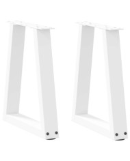 Pieds de table basse en forme de V, 2 pièces, blanc, 28 x (42-43,3) cm, acier | Mobilier & Déco