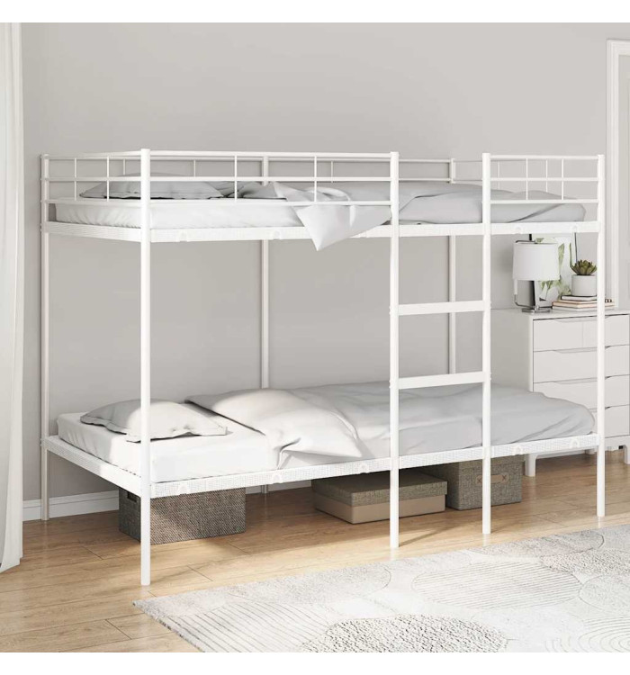 Lit superposé sans matelas blanc 100x200 cm acier | Mobilier & Déco
