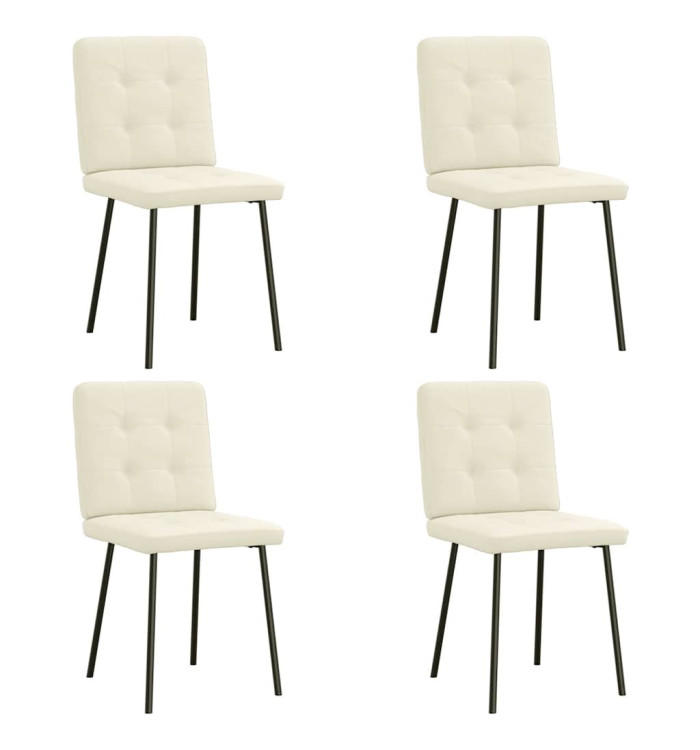 Chaises à manger lot de 4 Crème Velours | Mobilier & Déco