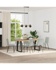 Chaises à manger lot de 6 gris clair velours | Mobilier & Déco