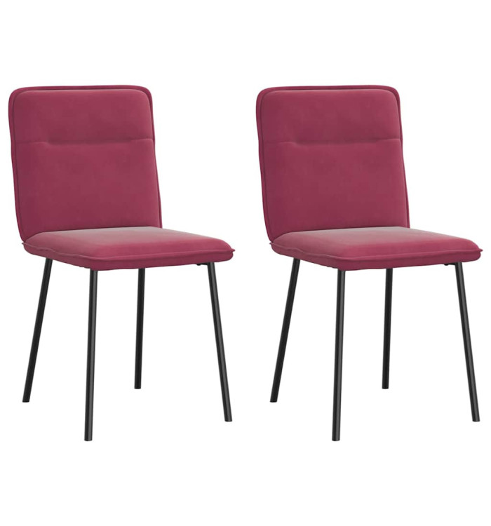 Chaises à manger lot de 2 Rouge bordeaux Velours | Mobilier & Déco