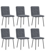 Chaises à manger lot de 6 gris foncé velours | Mobilier & Déco