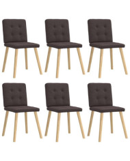 Chaises à manger lot de 6 marron foncé tissu | Mobilier & Déco