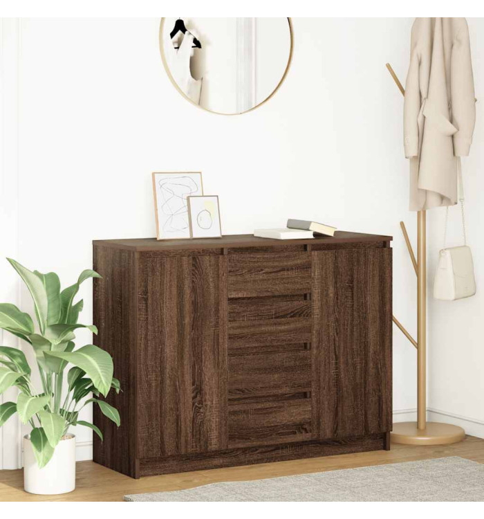 Buffet avec tiroirs chêne brun 100,5x35x76 cm bois d'ingénierie | Mobilier & Déco