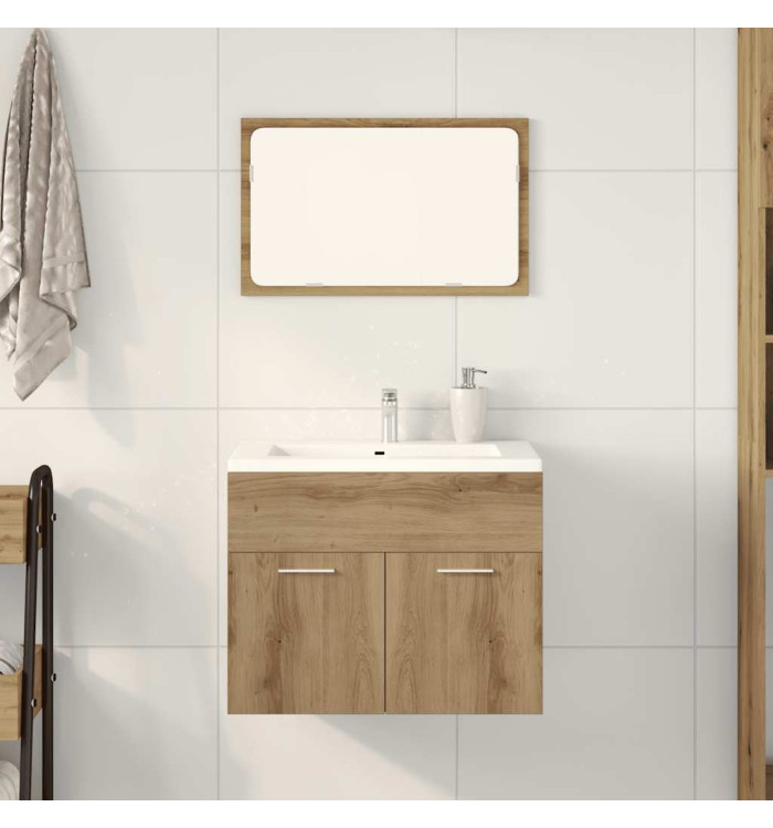Ensemble de meubles salle de bain 2 pcs bois d'ingénierie | Mobilier & Déco