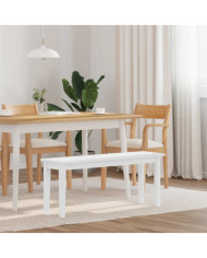 Banc 110 cm blanc bois massif caoutchouc | Mobilier & Déco
