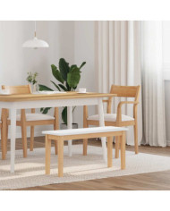 Banc 90 cm blanc bois massif caoutchouc | Mobilier & Déco