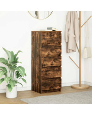 Buffet avec tiroirs chêne fumé 37,5x35x99 cm bois d'ingénierie | Mobilier & Déco