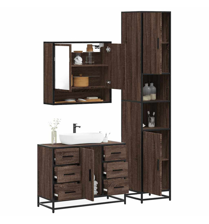 Ensemble de meubles de salle de bain 3 pcs Chêne marron | Mobilier & Déco