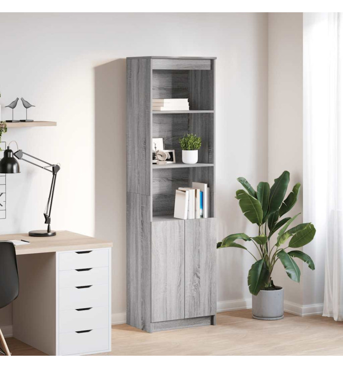 Buffet haut sonoma gris 50x35x180 cm bois d'ingénierie | Mobilier & Déco