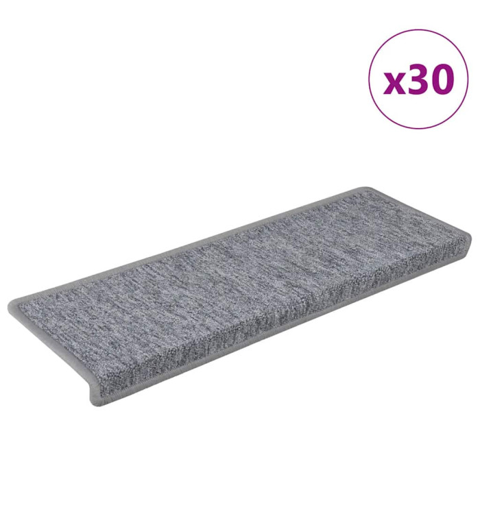 Tapis d'escalier 30 pcs 65x21x4 cm blanc et gris | Mobilier & Déco