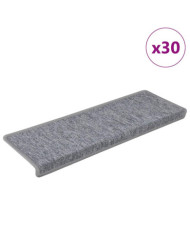 Tapis d'escalier 30 pcs 65x21x4 cm blanc et gris | Mobilier & Déco
