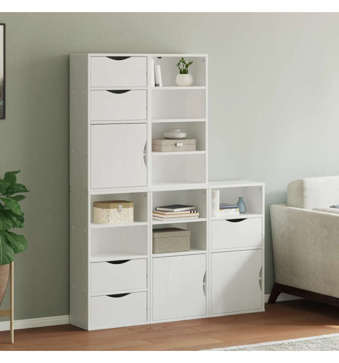Armoires latérales 5 pcs ODDA blanc 40x24x79 cm bois massif pin | Mobilier & Déco