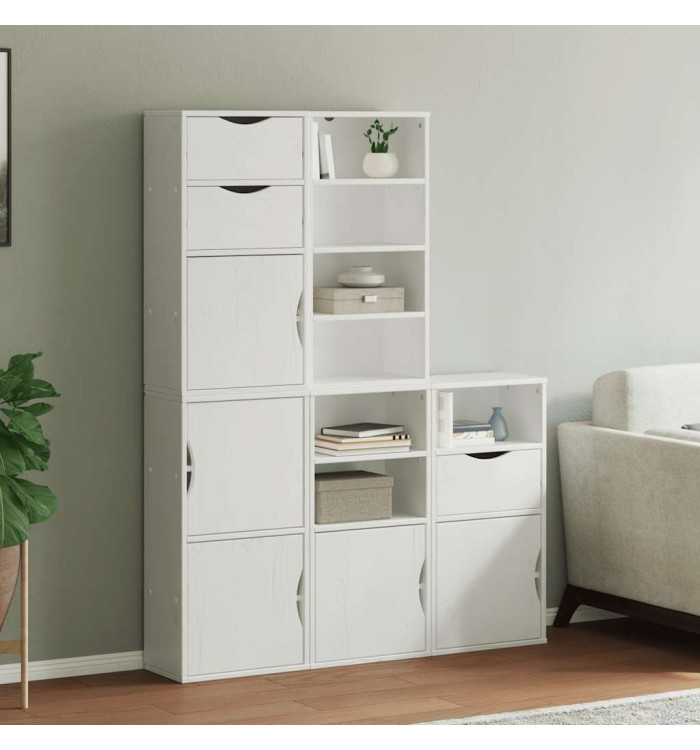 Armoires latérales 5 pcs ODDA blanc 40x24x79 cm bois massif pin | Mobilier & Déco