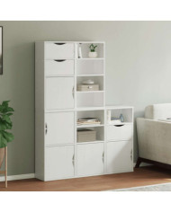 Armoires latérales 5 pcs ODDA blanc 40x24x79 cm bois massif pin | Mobilier & Déco