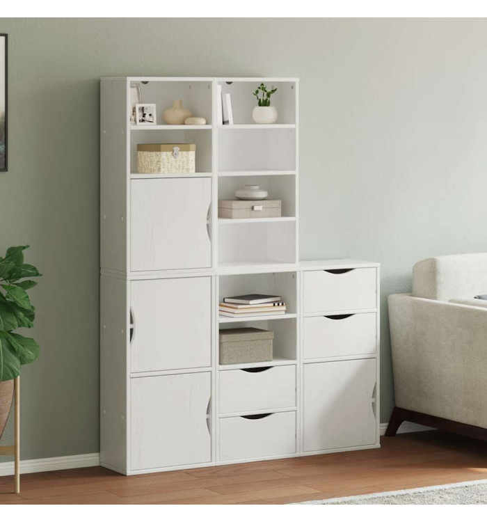 Armoires latérales 5 pcs ODDA blanc 40x24x79 cm bois massif pin | Mobilier & Déco