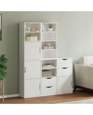 Armoires latérales 5 pcs ODDA blanc 40x24x79 cm bois massif pin | Mobilier & Déco