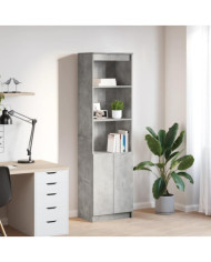 Buffet haut gris béton 50x35x180 cm bois d'ingénierie | Mobilier & Déco