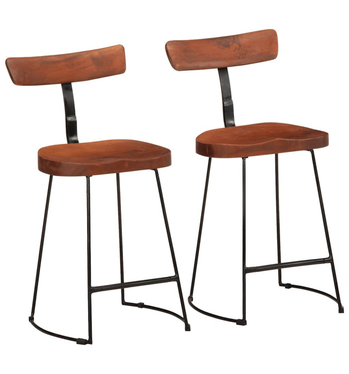 Tabourets de bar lot de 2 49x43x79 cm bois de manguier massif | Mobilier & Déco
