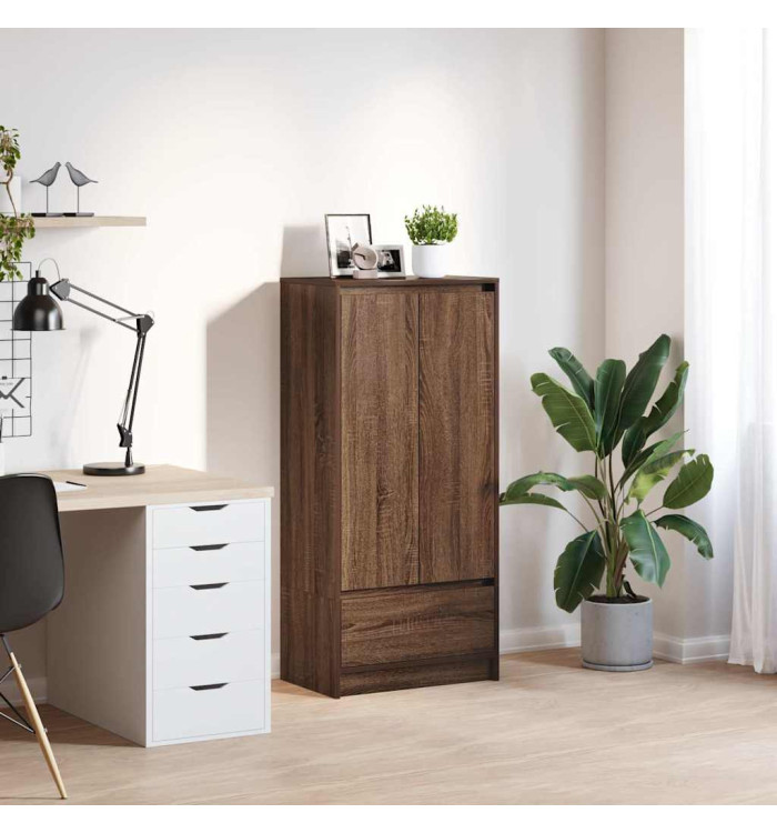 Armoire tiroir chêne marron 55,5x34x119,5 cm bois d'ingénierie | Mobilier & Déco