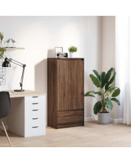 Armoire tiroir chêne marron 55,5x34x119,5 cm bois d'ingénierie | Mobilier & Déco