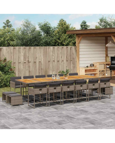 Ensemble à manger de jardin 17 pcs et coussins résine tressée | Mobilier & Déco